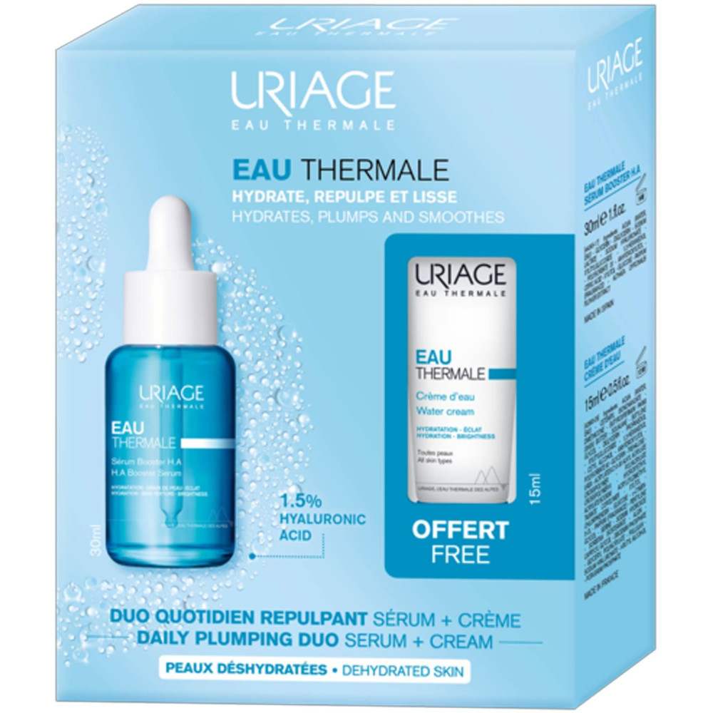 URIAGE EAU THERMALE КОМПЛЕКТ хиалуронов серум за лице 30 мл + термален хидратиращ дневен крем за лице 15 мл - Грижа за лицето